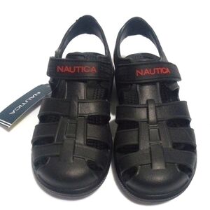 NAUTICA KIDS BLACK RED CUTOUT  SANDALS SIZE 11 NWT